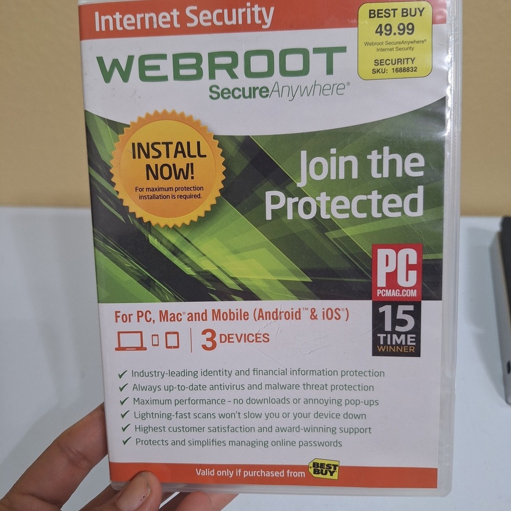 Webroot SecureAnywhere Internet Security PC Mac‎ 3 Devices Antivirus CD Software